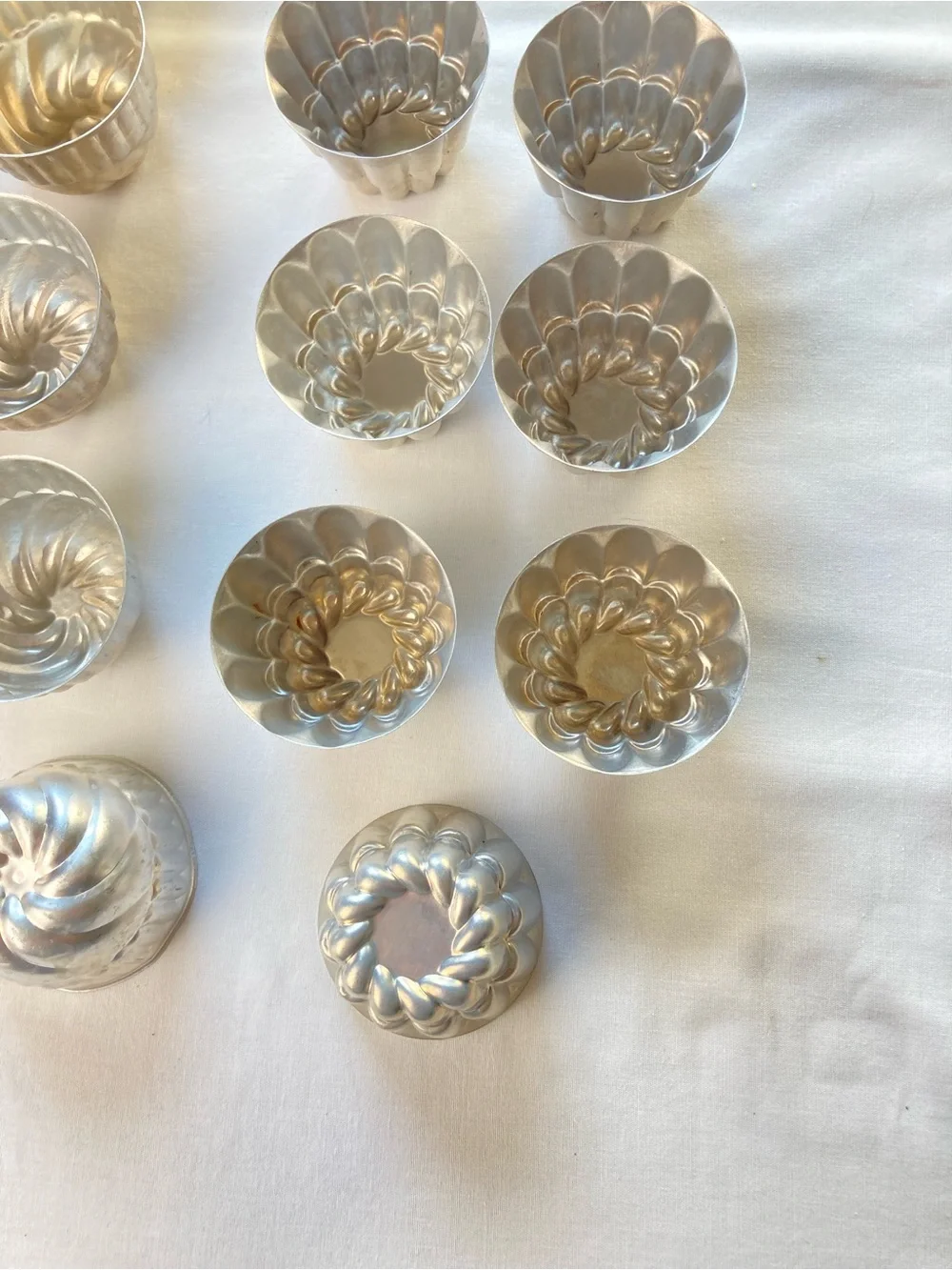 Vintage Aluminum Mini Bundt & Fluted Molds Baking Shells - Set of 28